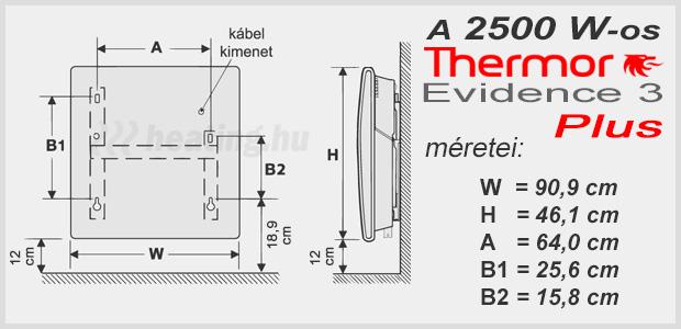 A 2500 W-os Evidence 3 Plus elektromos radiátor nagyon nagy teljesítményű, de kis helyen is elfér.