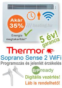 Soprano Sense 2 WiFi elektromos fűtőpanel heti időzítéssel, jelenlét érzékelővel és kettős hatással.